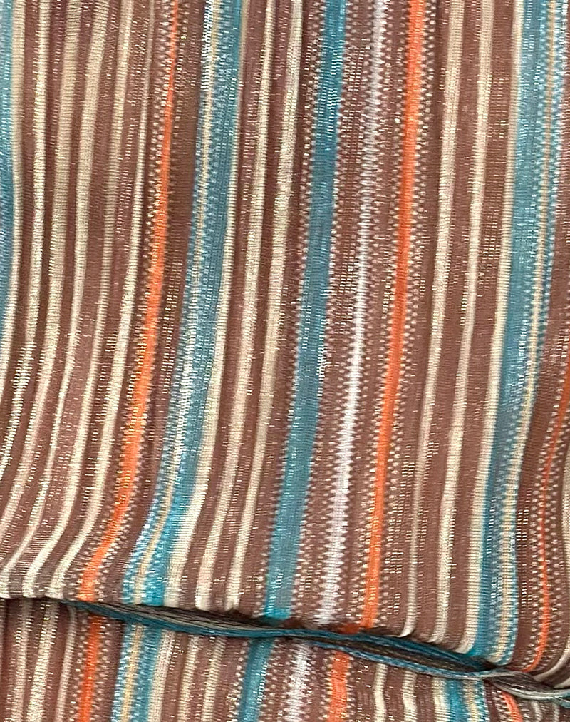 Brienne Top in Blue and Brown Shimmer Sheer Plisse