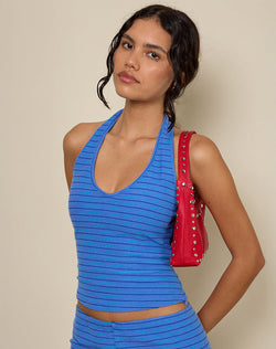 Jules Top in Towelling Blue Stripe