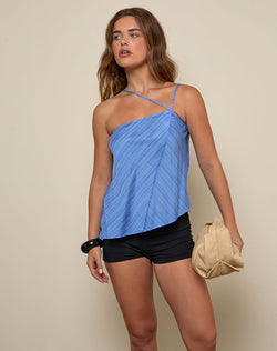Narella Top in Chiffon Stripe Blue