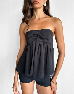 Setsuko Bandeau Longline Top in Black