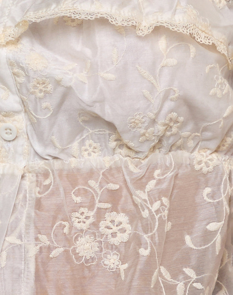 Shogo Bardot Top in Fresia Broderie Ivory